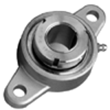 Grip Tight Two-Bolt Flange - Stainless Housing, Corrosion Resistant Insert Metric Bore - GTEZ Normal Duty Stainless Steel Housed 2 Bolt Flange Bearings